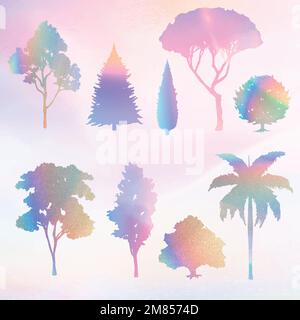 Colorful gradient tree element vector set Stock Vector