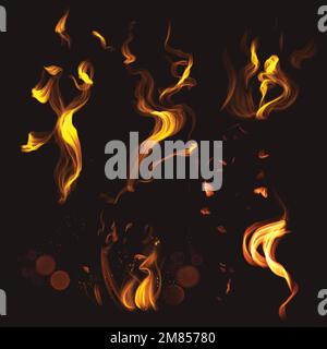 Fire flame element vector set Stock Vector