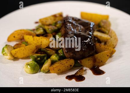 Rosemary lamb filet with healthy vegetables Stock Photo