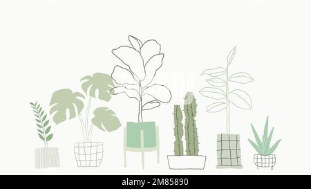 Simple green houseplant vector doodle Stock Vector