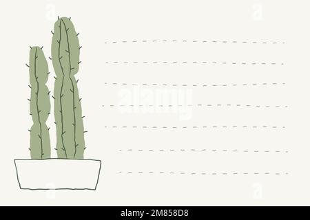 Potted cactus doodle vector and lined note background Stock Vector