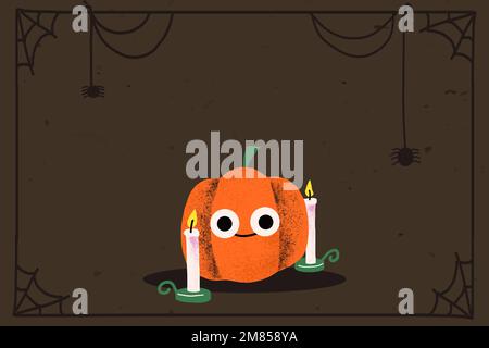 Halloween frame vector, cute jack-o'-lantern pumpkin Stock Vector
