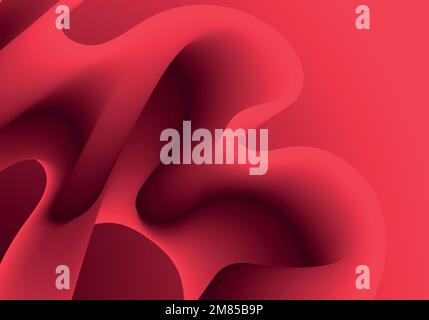 Red fluid wave. Duotone geometric compositions with gradient 3d flow shape. Innovation mode vector Stock Vector