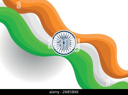 Vector illustration of wavy India flag with overlay effect on ...