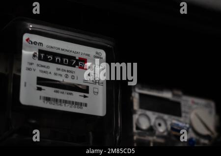 Analog screen of household natural energy meter. Utility bills
