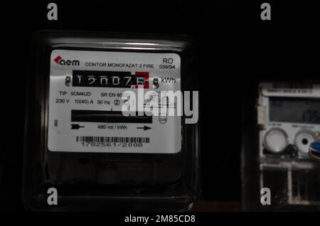 Analog screen of household natural energy meter. Utility bills