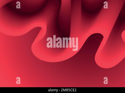 Red fluid wave. Duotone geometric compositions with gradient 3d flow shape. Innovation mode vector Stock Vector