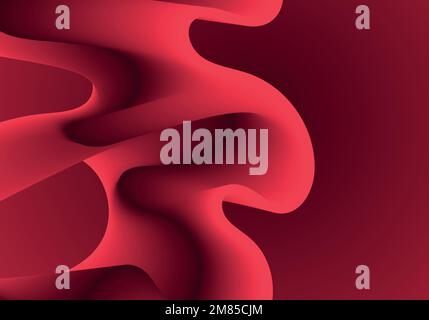 Red fluid wave. Duotone geometric compositions with gradient 3d flow shape. Innovation mode vector Stock Vector