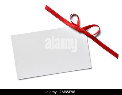 note greeting card red ribbon Stock Photo