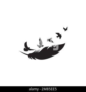 Birds flying with feather Stock Vector