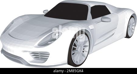 Sedan Car Isolated (side view). 3D rendering Stock Vector