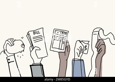 Financial payment doodle vector debt concept Stock Vector