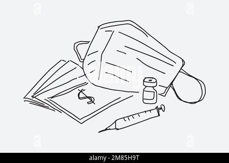 Hand drawn vaccination vector, big pharma Stock Vector