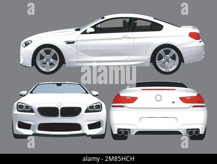 Sedan Car Isolated (side view). 3D rendering Stock Vector