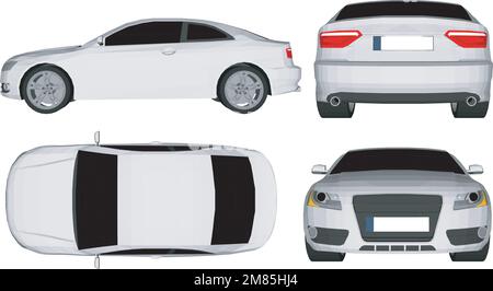 Sedan Car Isolated (side view). 3D rendering Stock Vector
