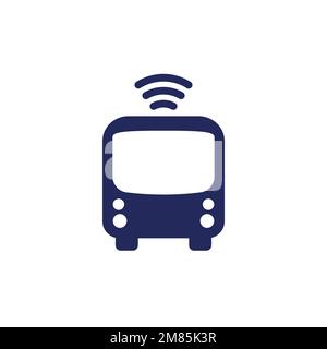 autonomous shuttle bus icon, driverless transport Stock Vector Image ...