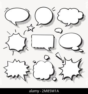 Speech bubble vector in halftone style set Stock Vector