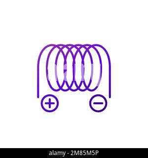 solenoid line icon on white Stock Vector