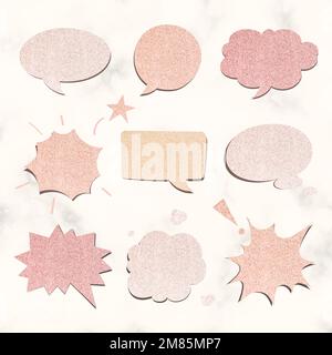 Speech bubble vector in glitter texture style set Stock Vector