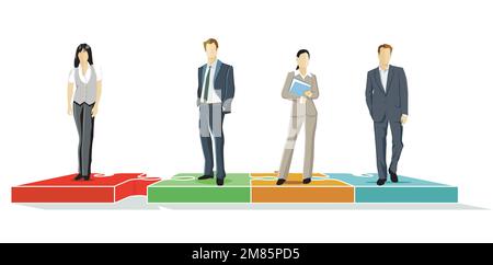 Business people connecting to each other together isolated, illustration Stock Vector