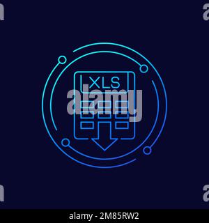 xls icon, download document linear vector, eps 10 file, easy to edit Stock Vector