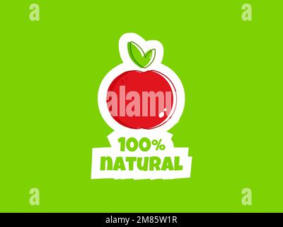 Flat vegan red apple. Healthy vegan food. Healthy diet. Vegetarian food. Vegan menu. Healthy nutrition garden food. Vector illustration Stock Vector