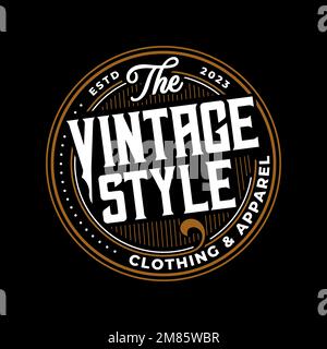 Logo design Emblem Badge Stamp Design Classic Retro Vintage Style, Vintage framed logo. antique labels. Suitable for tattoo studio, barber shop labels Stock Vector