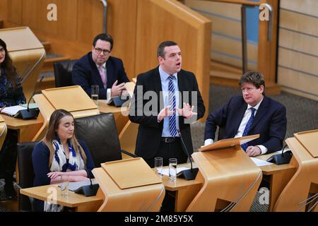Edinburgh Scotland, UK 12 January 2023 Douglas Ross at First Minister Questions at the Scottish Parliament.  credit sst/alamy live news Stock Photo