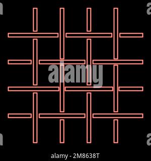 Neon fabric fibers Grid Cloth textile red color vector illustration image flat style light Stock Vector