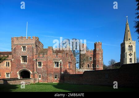 Buckden Towers also known as Buckden Palace, is a 12th-century fortified manor house, Buckden village, Cambridgeshire, England, UK Stock Photo