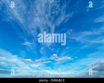 Background with blue sky and white clouds. Stock Photo