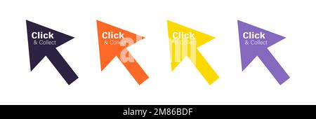Click and collect your order. Delivery set icon Stock Vector