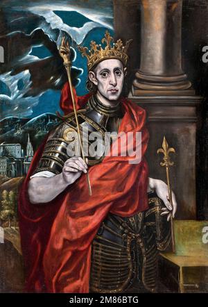 Louis IX (1214-1270). Painting entitled 'Saint Louis, King of France' by El Greco (1541-1614), oil on canvas, c. 1705-10 Stock Photo