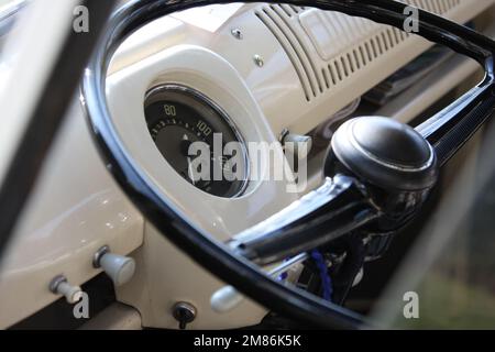 Detail of the Volkswagen model T1 Samba bus / van / minibus. Stock Photo