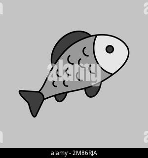 Fish vector grayscale icon. Farm animal sign Stock Vector Image & Art ...