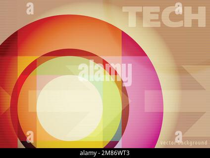 Abstract tech background with circle and arrows. Techno vector graphic template Stock Vector