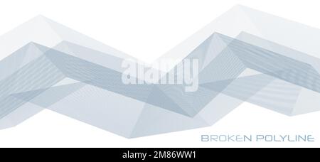 Abstract grayish broken polyline by thin lines with sharp edges and moire effect. Complicated vector graphics Stock Vector