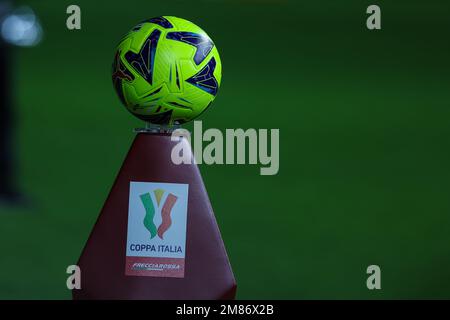 Milan, Italy. 11th Jan, 2023. Official Coppa Italia matchball during Coppa Italia 2022/23 football match between AC Milan and Torino FC at San Siro Stadium, Milan, Italy on January 11, 2023 Credit: Independent Photo Agency/Alamy Live News Stock Photo