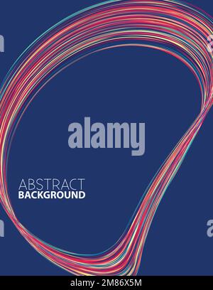 Abstract blue pattern with thin stips color frame. Full round shape into Clipping Mask Stock Vector