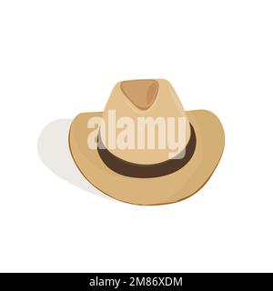 Cowboy hat isolated element. Vector drawing illustration for icon, game, packaging, banner. Wild west, western, cowboy concept Stock Vector