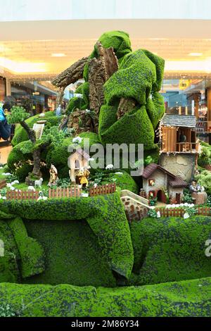 Faro, Portugal - December 22, 2019: Village on a hill with people, animals and houses in Forum Algarve during the holidays in Faro, Portugal. Stock Photo