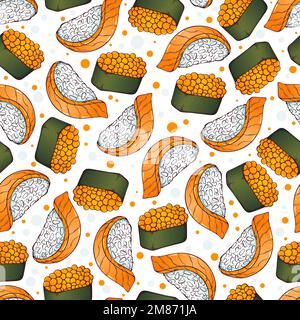 Seamless pattern with sushi Stock Vector