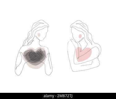 continuous line drawing of Exhausted sad young man covering his face by ...
