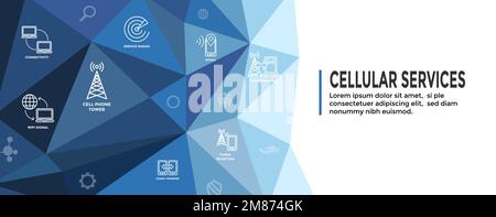 Cell Phone Location Services web header and icons set Stock Vector