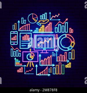 Graph Infographics Neon Concept Stock Vector