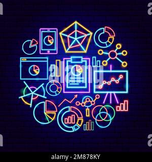 Graph Pie Infographic Neon Concept Stock Vector