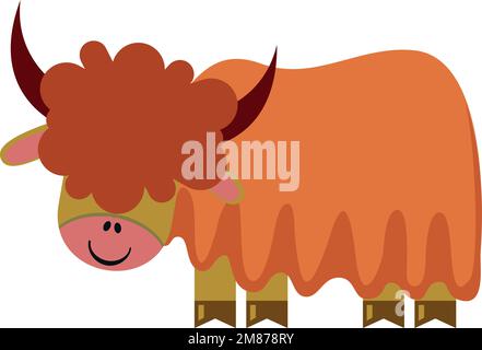 Yak icon. Wild bison. Funny cartoon animal Stock Vector