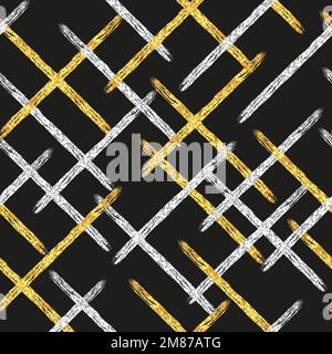 Golden and silver diagonal stripes background. Vector abstract seamless pattern for textile, wallpaper, web page, wrapping paper. Stock Vector