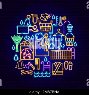 Bathhouse Neon Concept Stock Vector