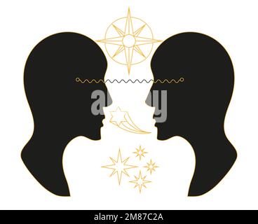 Human empathy, encouraging, understanding concept vector. Silhouette of two heads of people. Stock Vector